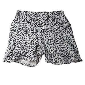 Evolution & Creation Cream Black Animal Print Athletic Gym Biker Shorts Size XL